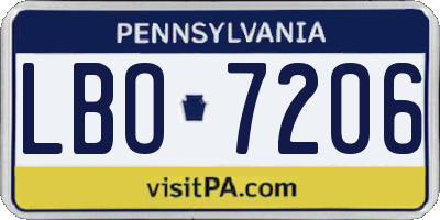 PA license plate LBO7206