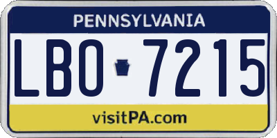 PA license plate LBO7215