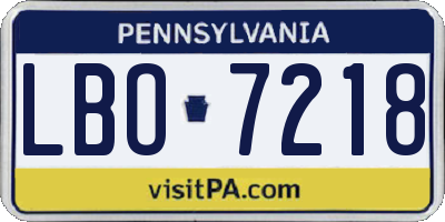 PA license plate LBO7218