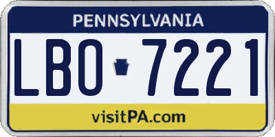 PA license plate LBO7221