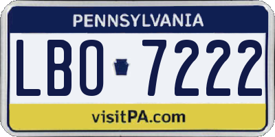 PA license plate LBO7222