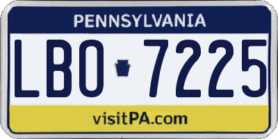 PA license plate LBO7225