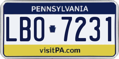 PA license plate LBO7231
