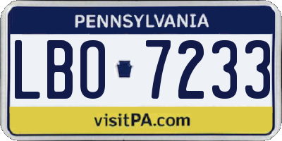 PA license plate LBO7233