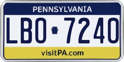 PA license plate LBO7240