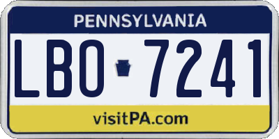 PA license plate LBO7241