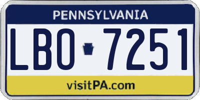 PA license plate LBO7251