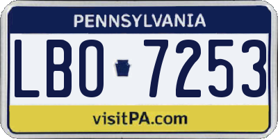 PA license plate LBO7253