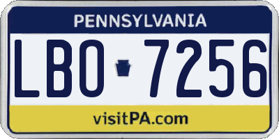 PA license plate LBO7256