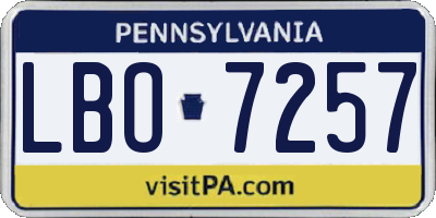 PA license plate LBO7257