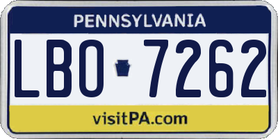 PA license plate LBO7262