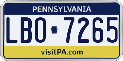 PA license plate LBO7265