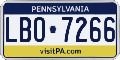 PA license plate LBO7266