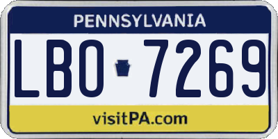 PA license plate LBO7269