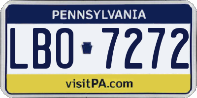 PA license plate LBO7272