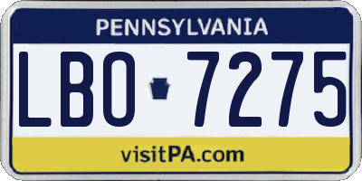 PA license plate LBO7275