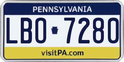 PA license plate LBO7280