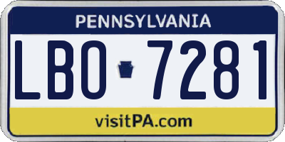 PA license plate LBO7281