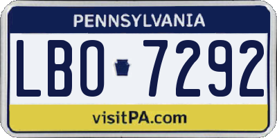 PA license plate LBO7292