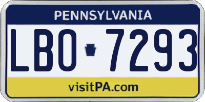 PA license plate LBO7293