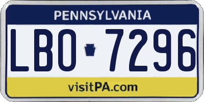 PA license plate LBO7296