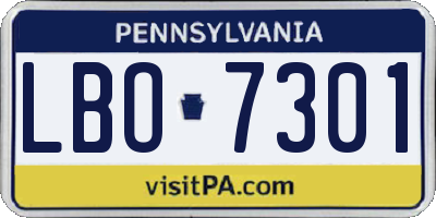 PA license plate LBO7301