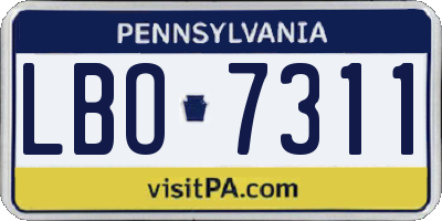 PA license plate LBO7311