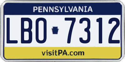 PA license plate LBO7312