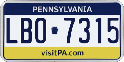 PA license plate LBO7315