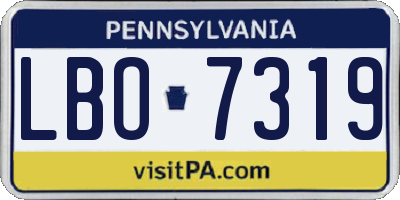 PA license plate LBO7319