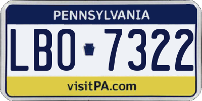 PA license plate LBO7322