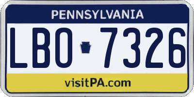 PA license plate LBO7326