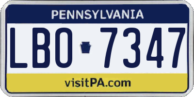 PA license plate LBO7347