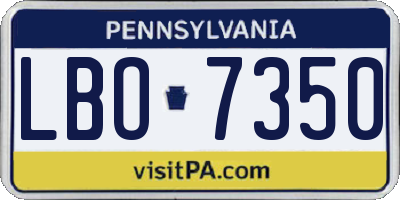 PA license plate LBO7350