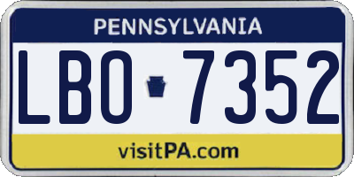 PA license plate LBO7352