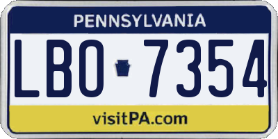 PA license plate LBO7354