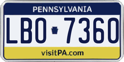 PA license plate LBO7360