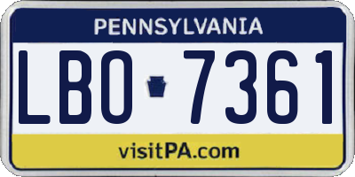 PA license plate LBO7361