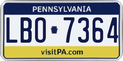 PA license plate LBO7364