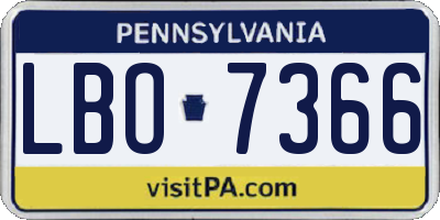 PA license plate LBO7366