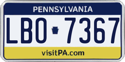PA license plate LBO7367