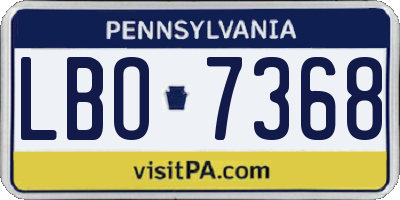 PA license plate LBO7368