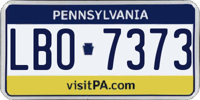 PA license plate LBO7373