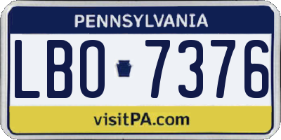 PA license plate LBO7376
