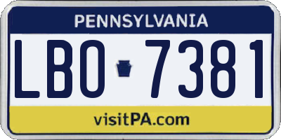 PA license plate LBO7381
