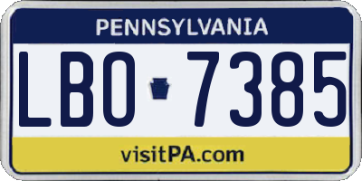 PA license plate LBO7385
