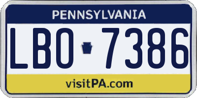 PA license plate LBO7386