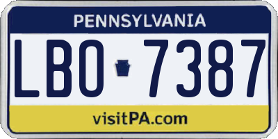 PA license plate LBO7387
