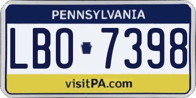 PA license plate LBO7398