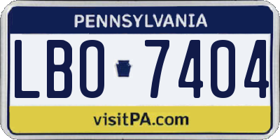PA license plate LBO7404